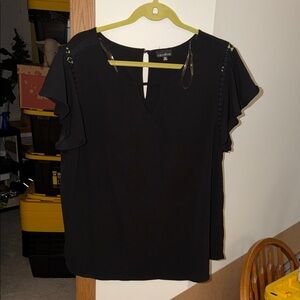 Black Blouse with Cutout Details